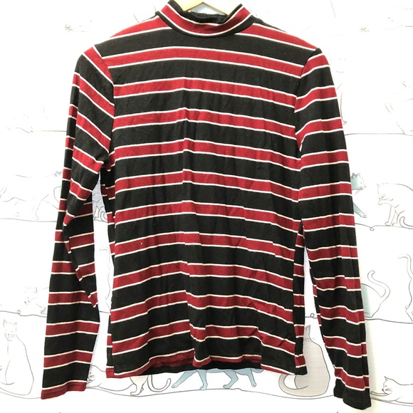 Red and Navy Striped Knit Long Sleeve Top - Picture 1 of 3